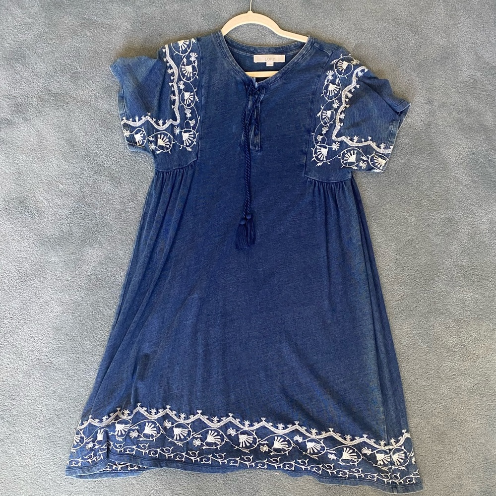 LOFT Women's Embroidered Boho Swing Dress Medium